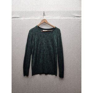 Daniel Rainn Green Floral Print Sweater XL Viscose/Nylon Blend